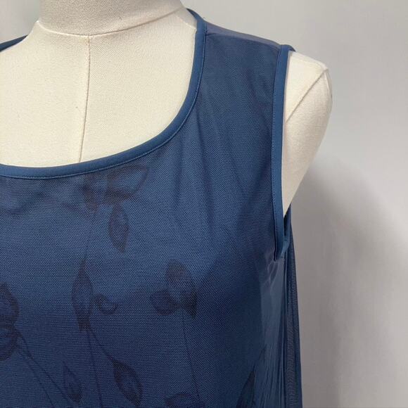 Vintage Tyler Boe Maxi Sheath Dress‎ Womens M Blue Floral Mesh Spring Summer - Picture 4 of 14